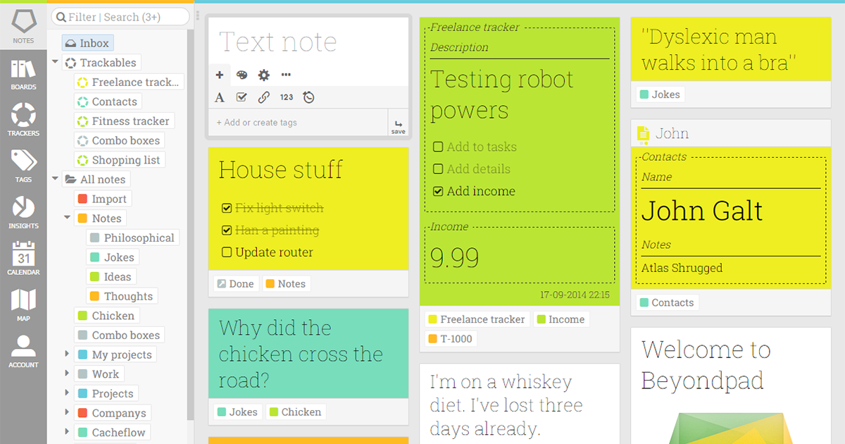 Beyondpad - data driven note taking